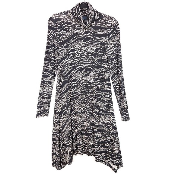 Anthropologie Maeve Turtleneck Swing Dress Small Long Sleeve Stretch Midi - Picture 1 of 11
